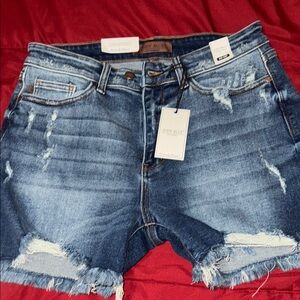 Judy Blue Distressed Blue Jean Shorts